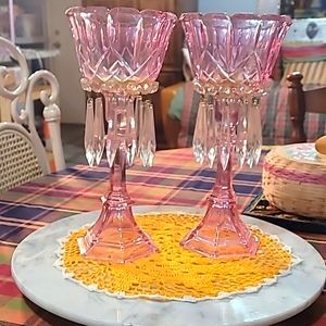 Candelabra pair pink antique